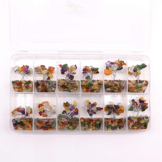 Mini krystaltræer på orgonitbase (15 sten)