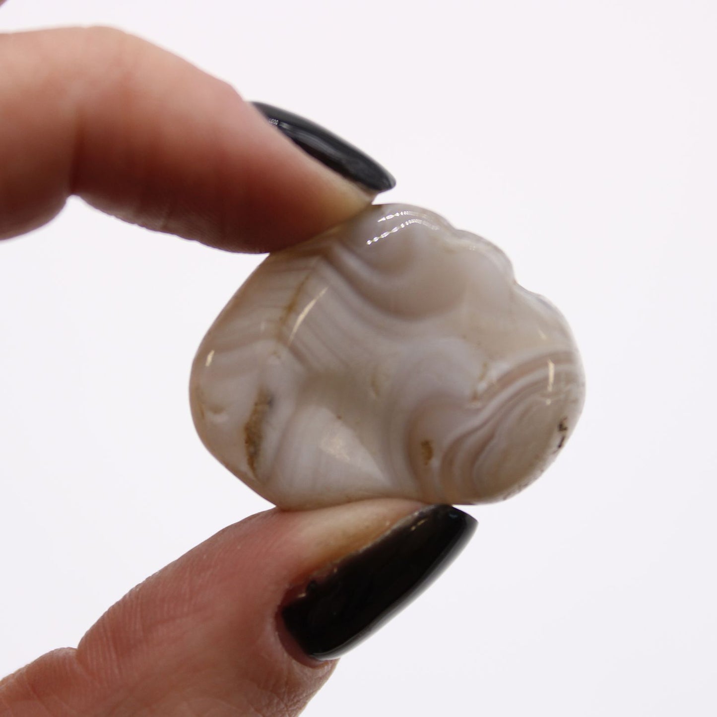 Pose med 12 mellemstore afrikanske tromlesten – Grå Botswana-agat