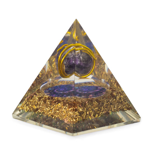 Orgonit-pyramide 7×6 cm - ametyst & kobber