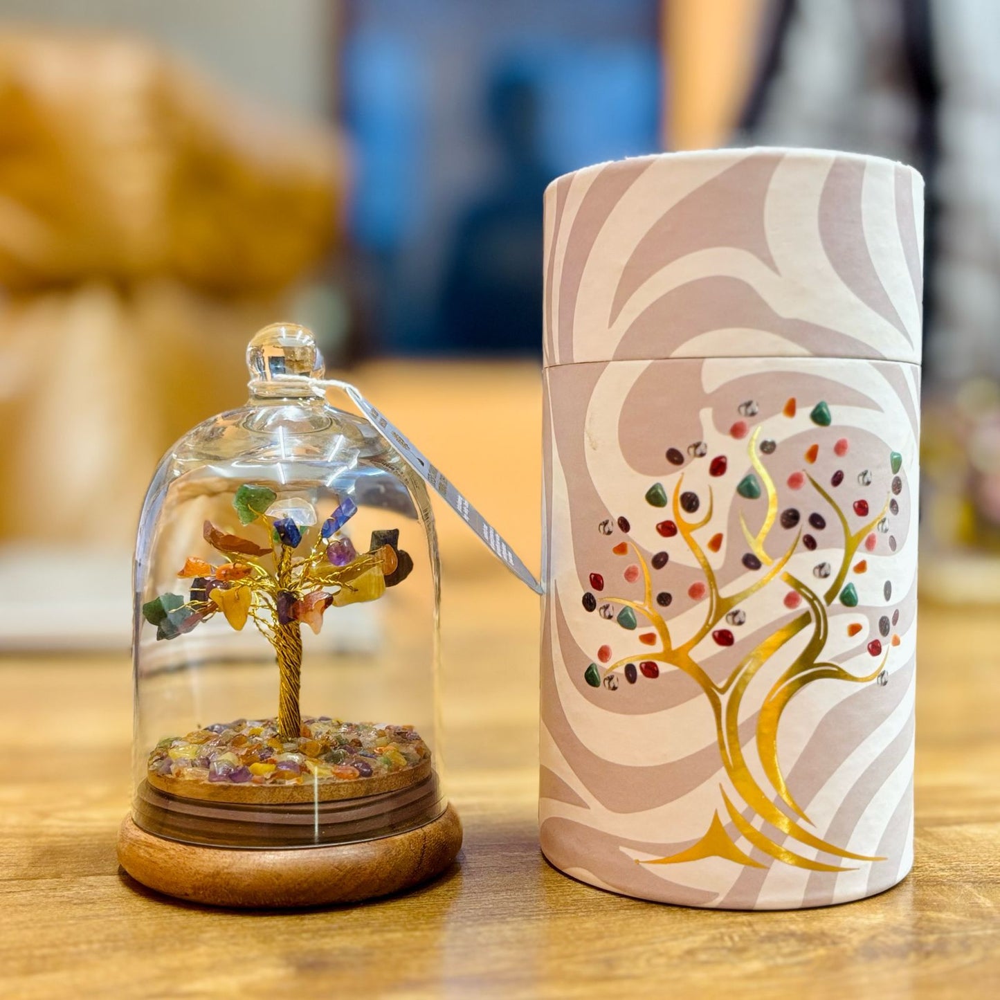 Krystalkuppel med 7-chakra træ, 30 chipsten