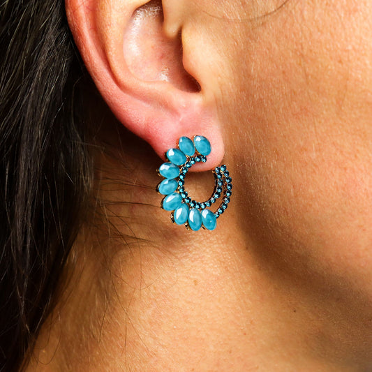 Øreringe – Vintage glas – Loop – Blågrøn