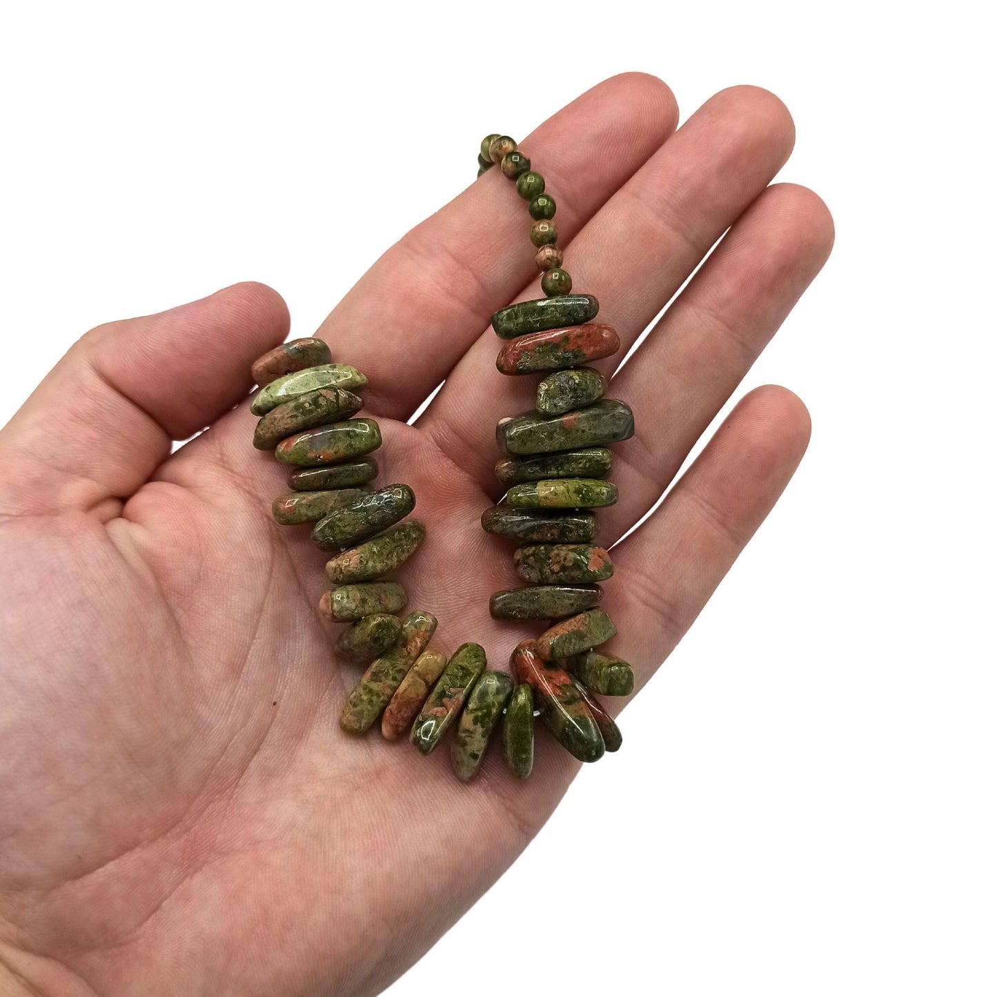 Longstone halskæde i mosagat