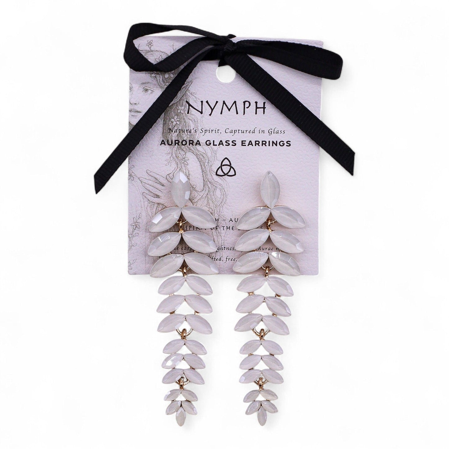 Øreringe – Vintage glas – Lange dråbe – Perlehvid