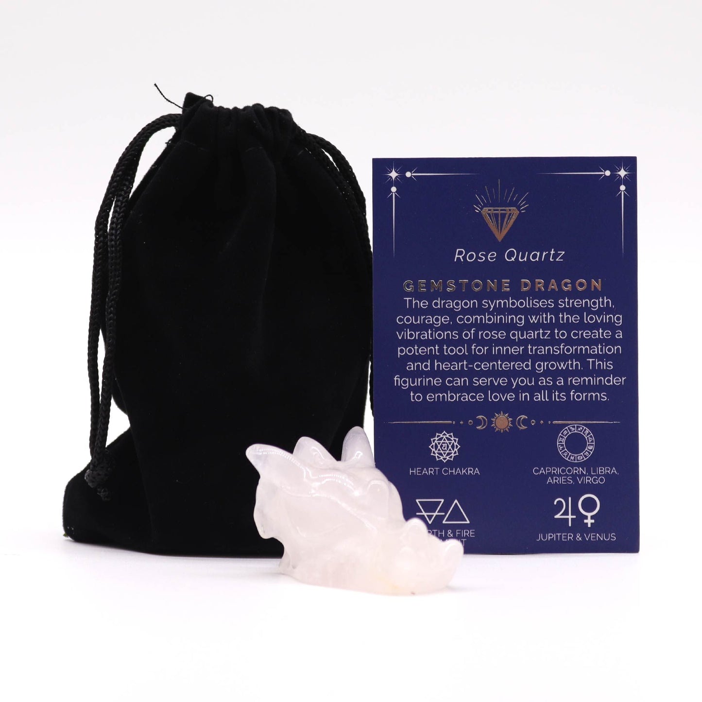 Dragehoved i rosenkvarts, 45×30×28 mm