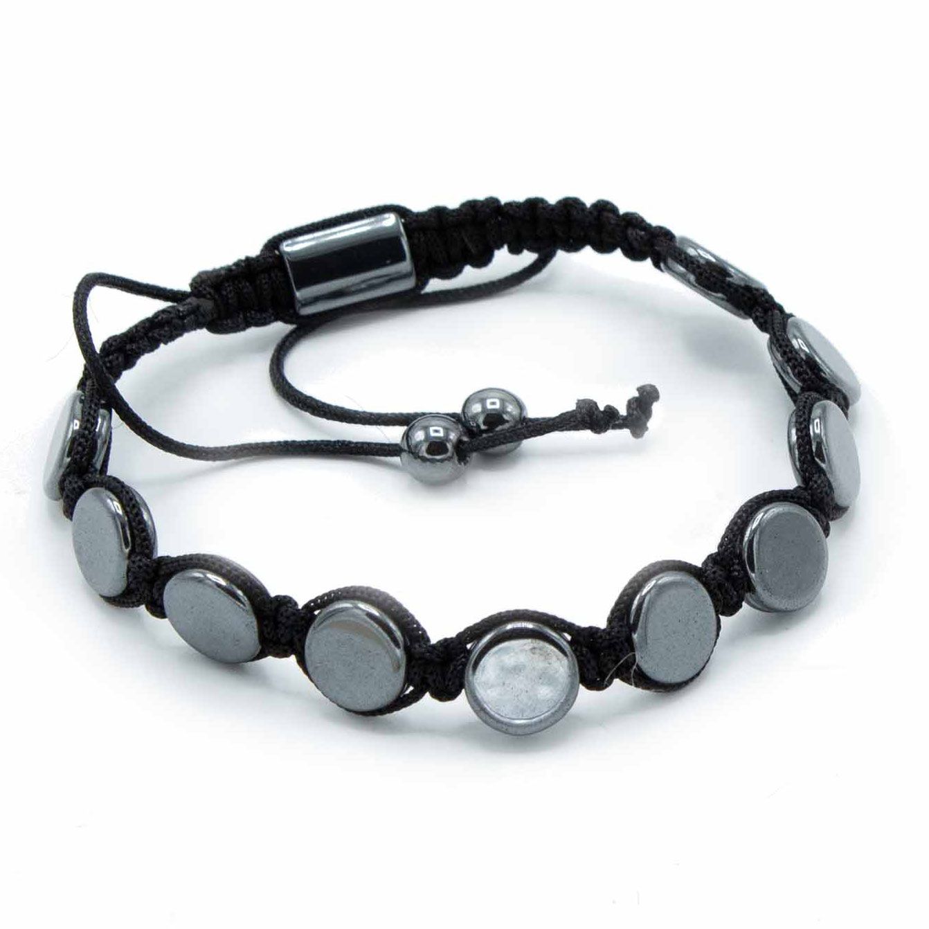 Hæmatit Shamballa armbånd, justerbart