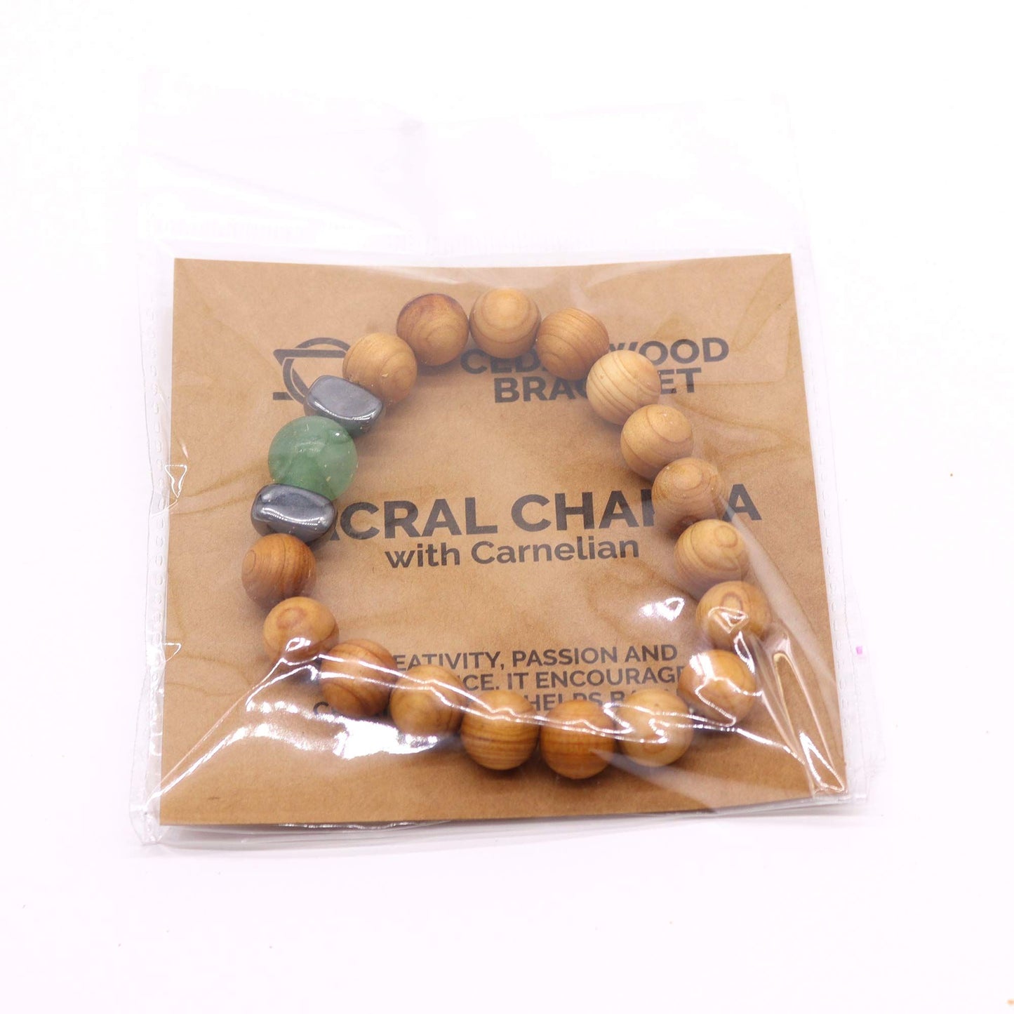 Sakral armbånd med cedertræ & grøn aventurin