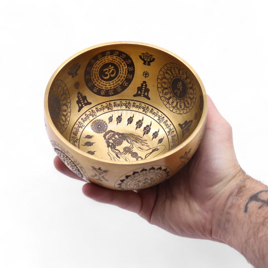 4 håndgraverede messing-syngeskåle (Yogi) - 3,85 kg