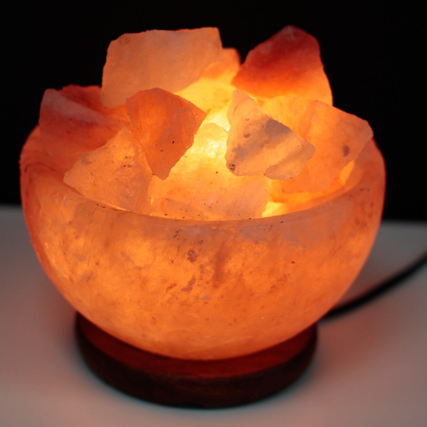Salt “Fire Bowl” lampe med saltstykker – 15 × 9 cm (2kg - 3kg)