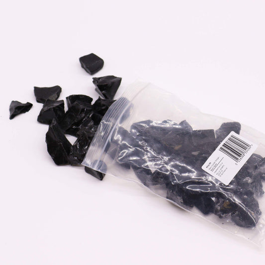 Rå Obsidian (500 g) – Sort råstykker