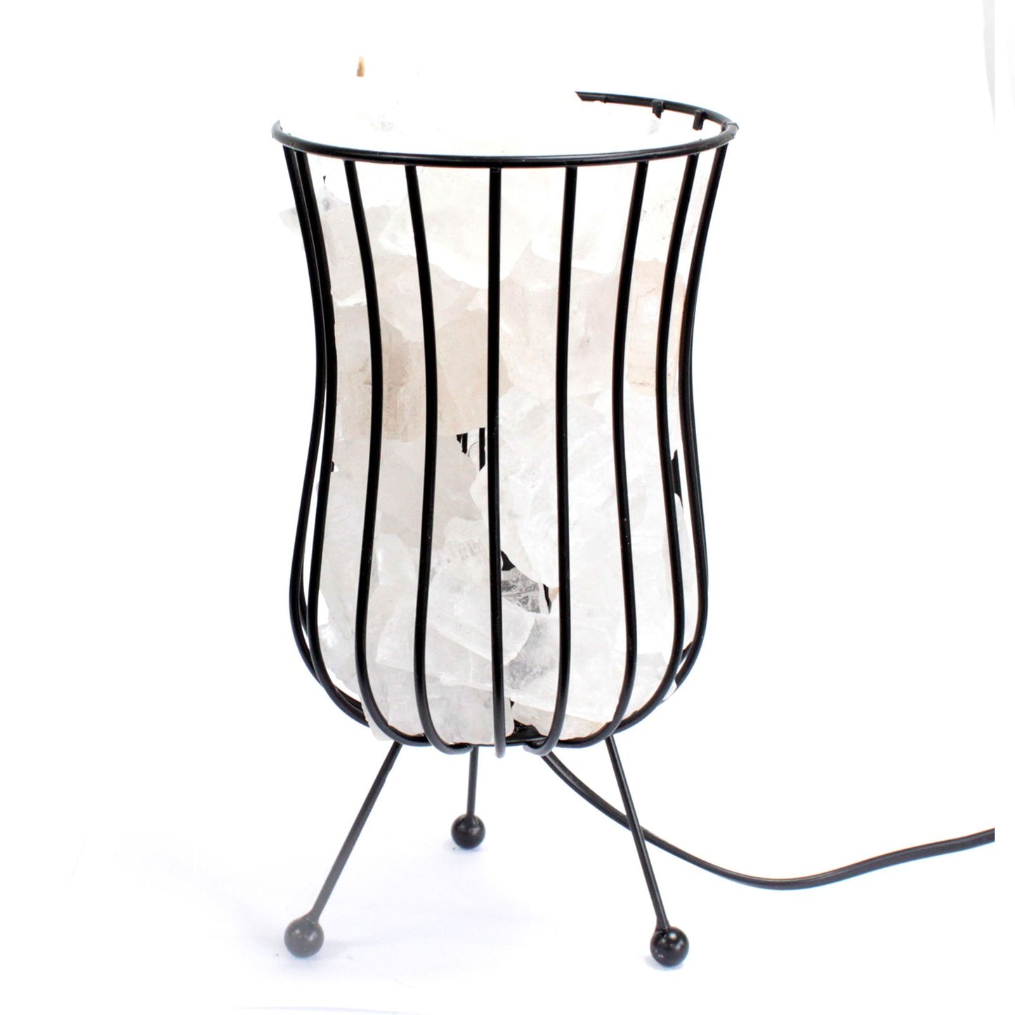 Høj fyrfadssaltlampe med hvide salt stykker