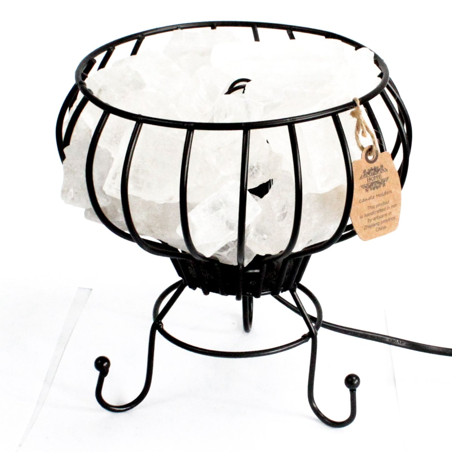 Fyrfadssaltlampe med hvid salt