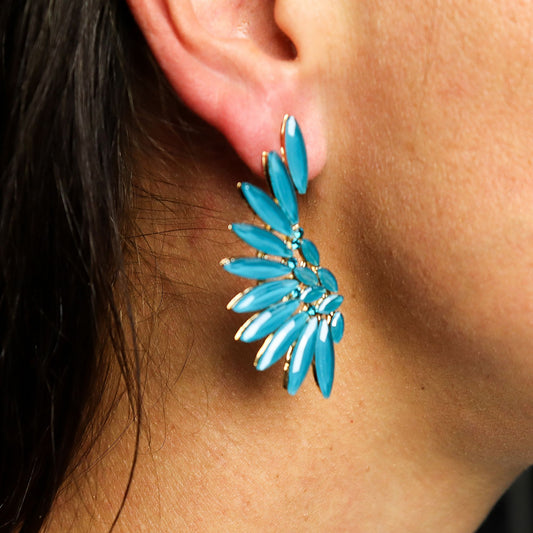 Øreringe – Vintage glas – Englevinger – Blågrøn