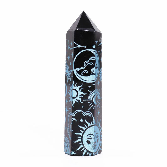 Sky Blue Starry Obsidian-obelisk, 9 cm (60–70 g)