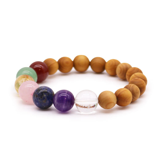 Cedertræ & Syv Chakra Armbånd
