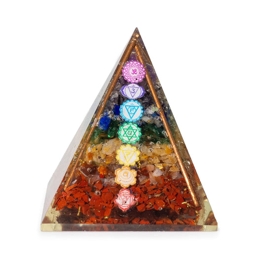 Orgonit-pyramide 7×6 cm med 7 chakra-sten