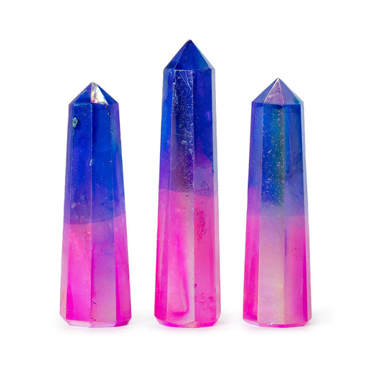 Aurora Quartz-obelisk, ca. 9 cm - Pink & Blå