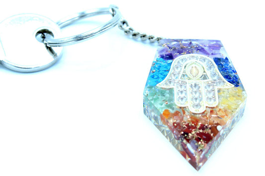 Orgonit nøglering – Hamsa – chakra & ædelsten