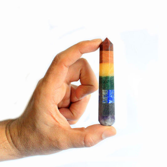 Chakra massagestav 80–90 mm - håndskåret krystal