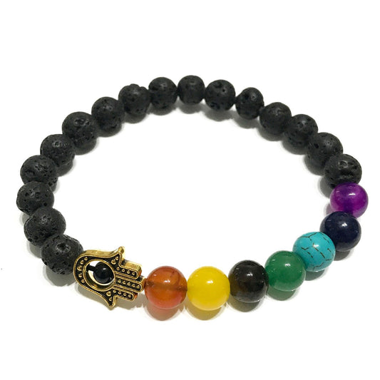 Hamsa & Chakra lavastenarmbånd