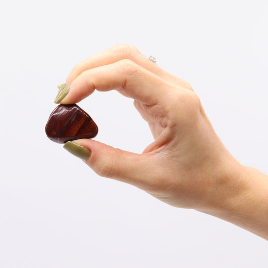 12 røde afrikanske tigerøje-perler, 26 mm