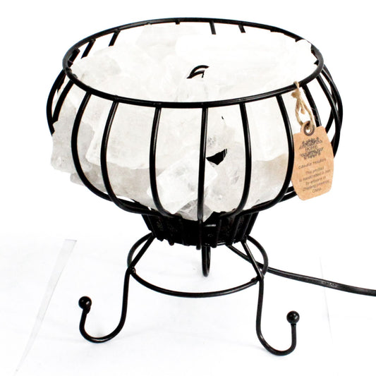 Fyrfadssaltlampe med hvid salt