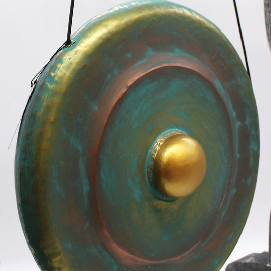 Gong i stativ – 50 cm – Grøn patina (Greenwash)